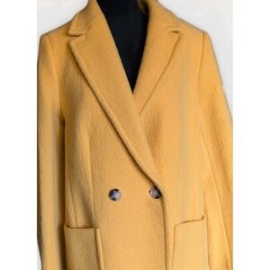 TALBOTS Wool Blend Double Button Yellow Knee Length Winter Coat jacket Sz 12